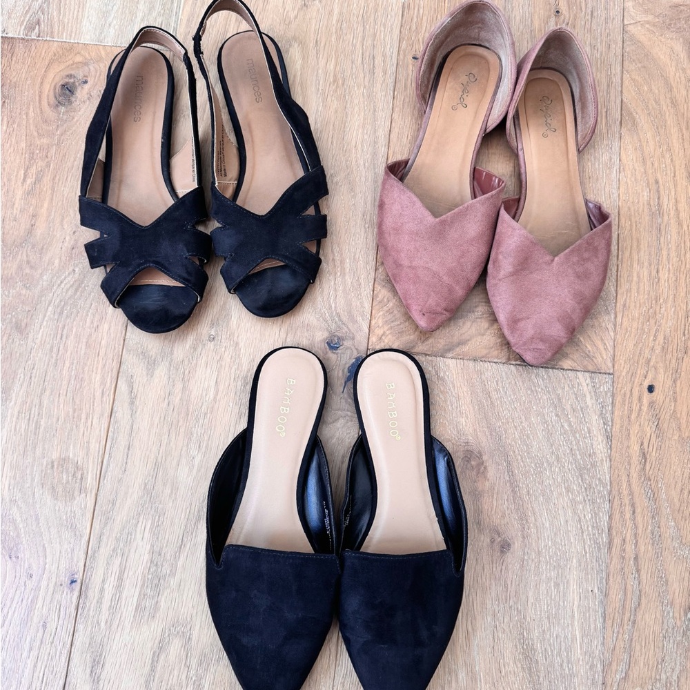 Women’s Flats Shoes Lot Size 7.5 Maurices, Bamboo, Qupid